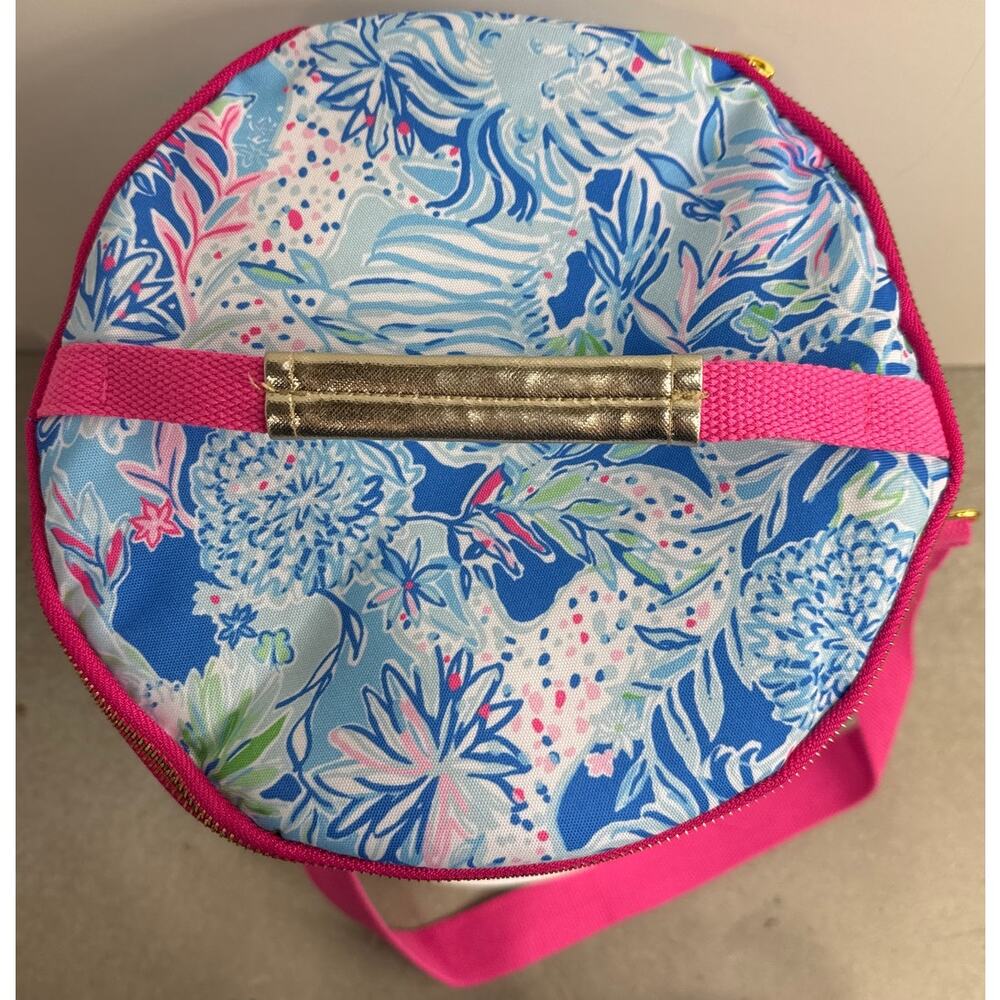 Lilly Pulitzer Suite Views Insulated Beach Cooler Bag, Pink Green Palm - Picture 4 of 7